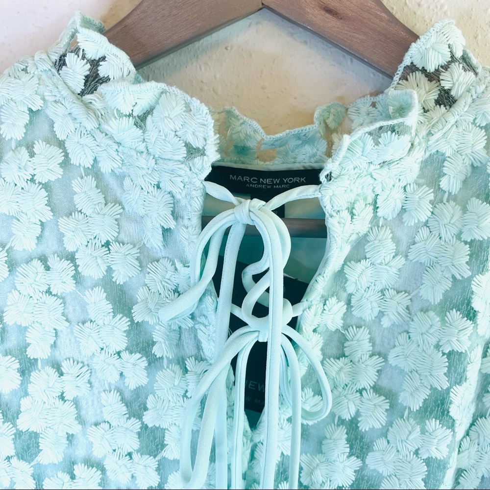 Marc NY Andrew Marc Lace 3/4 Sleeve Mint Tunic Size XS NWT - Picture 3 of 9
